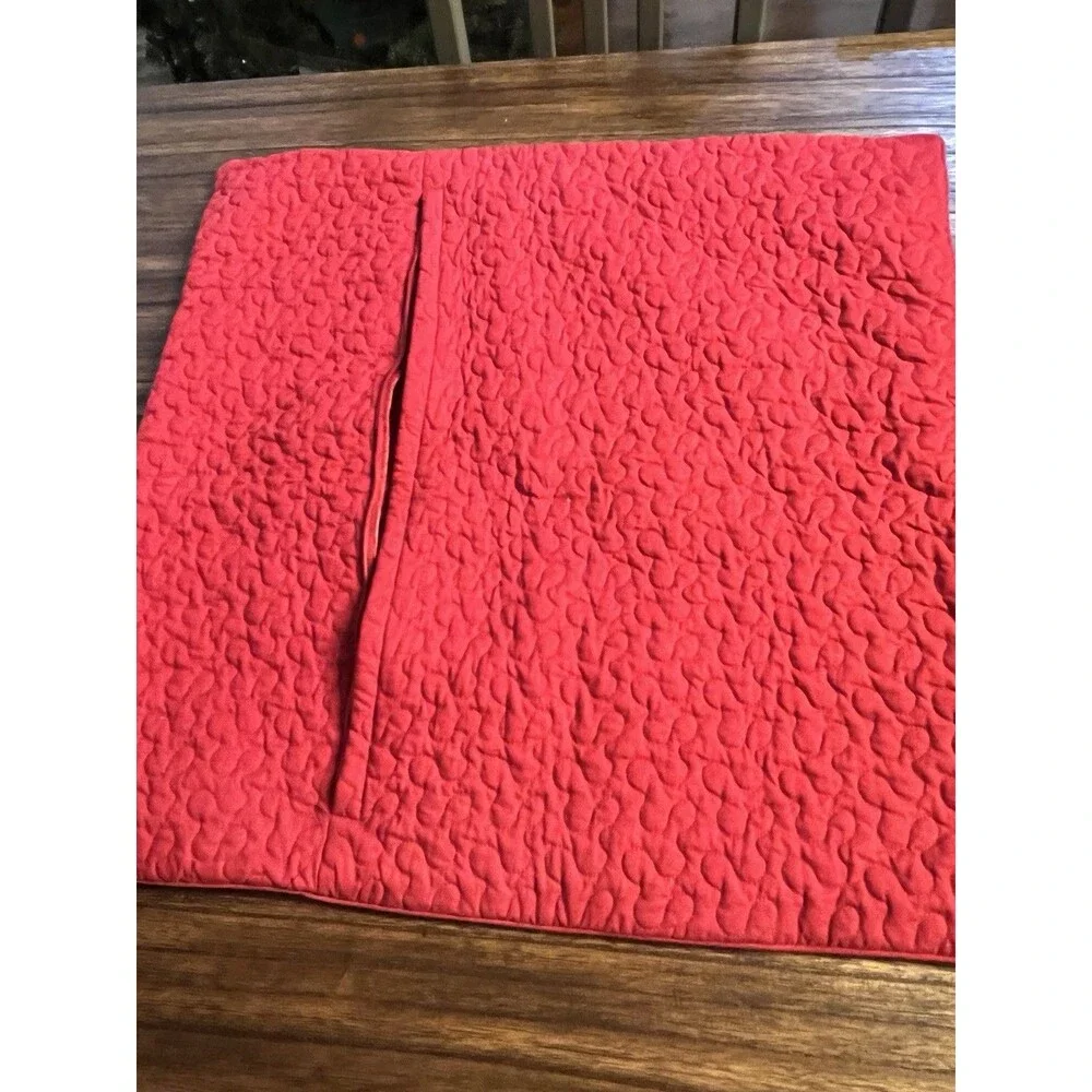 2 Ikea ALINA Cushion Pillow Covers red Cotton Quilted Euro Shams 26 x 26
